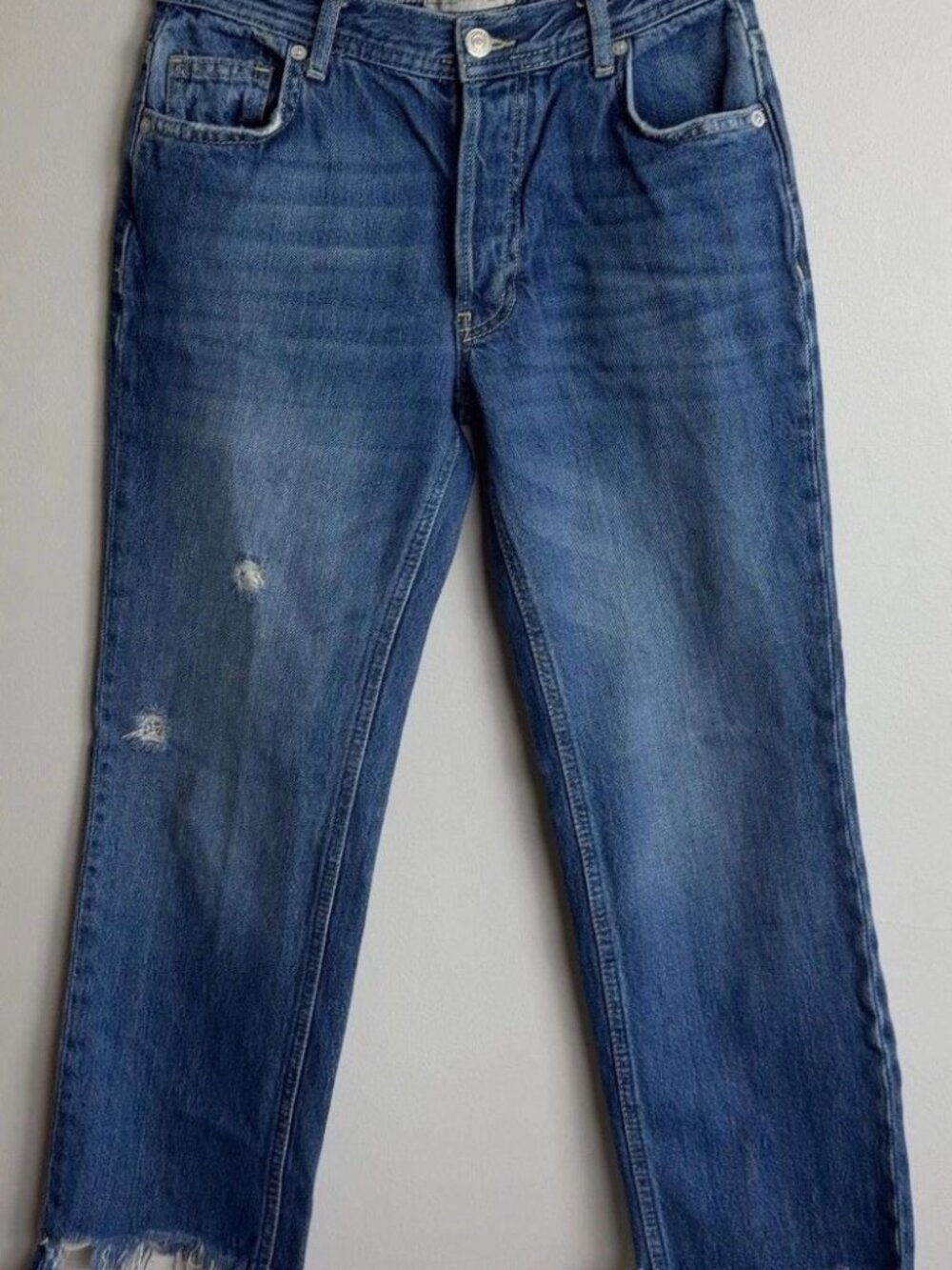 We The Free Free People Distressed Blue Denim Jeans Size 25 Raw Hem Women’s